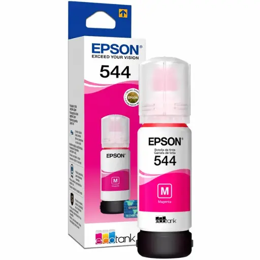 [544--Magenta] Tinta Original para Impresora EPSON 544 EcoTank, Botella de 65 ml – Magenta 